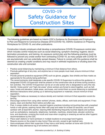COVID-19 Safety Guidelines for Construction Sites
